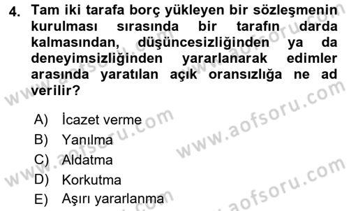 Medeni Hukuk 2 Dersi 2018 - 2019 Yılı 3 Ders Sınav Soruları 4. Soru