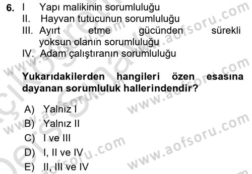 Medeni Hukuk 2 Dersi 2018 - 2019 Yılı 3 Ders Sınav Soruları 6. Soru