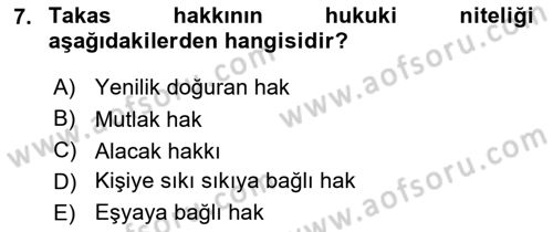 Medeni Hukuk 2 Dersi 2018 - 2019 Yılı 3 Ders Sınav Soruları 7. Soru