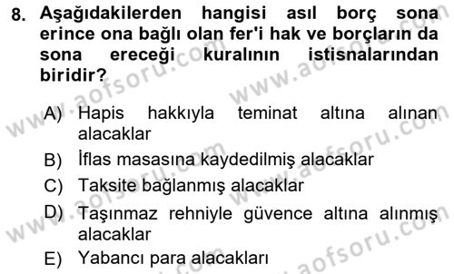 Medeni Hukuk 2 Dersi 2018 - 2019 Yılı 3 Ders Sınav Soruları 8. Soru