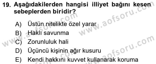 Medeni Hukuk 2 Dersi 2018 - 2019 Yılı (Vize) Ara Sınav Soruları 19. Soru