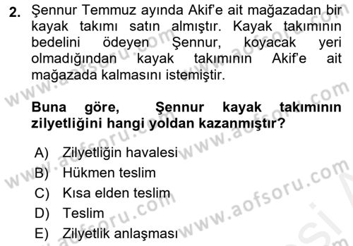 Medeni Hukuk 2 Dersi 2018 - 2019 Yılı (Vize) Ara Sınav Soruları 2. Soru
