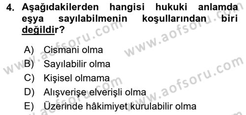 Medeni Hukuk 2 Dersi 2018 - 2019 Yılı (Vize) Ara Sınav Soruları 4. Soru