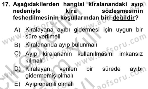 Medeni Hukuk 2 Dersi 2018 - 2019 Yılı Yaz Okulu Sınav Soruları 17. Soru