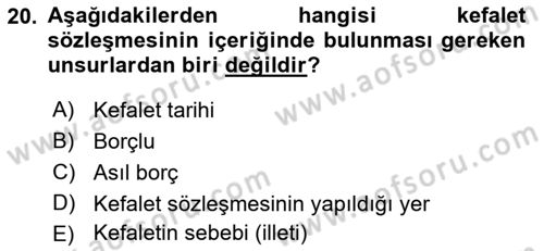 Medeni Hukuk 2 Dersi 2018 - 2019 Yılı Yaz Okulu Sınav Soruları 20. Soru