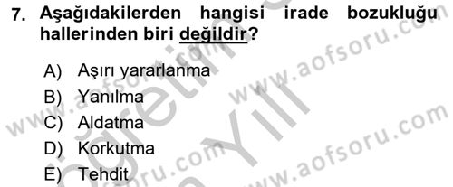 Medeni Hukuk 2 Dersi 2018 - 2019 Yılı Yaz Okulu Sınav Soruları 7. Soru