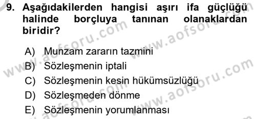 Medeni Hukuk 2 Dersi 2018 - 2019 Yılı Yaz Okulu Sınav Soruları 9. Soru
