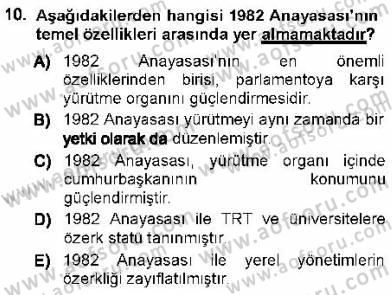 Türk Anayasa Hukuku Dersi Ara Sınavı Deneme Sınav Soruları 10. Soru
