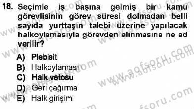 Türk Anayasa Hukuku Dersi Ara Sınavı Deneme Sınav Soruları 18. Soru