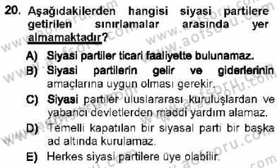 Türk Anayasa Hukuku Dersi Ara Sınavı Deneme Sınav Soruları 20. Soru