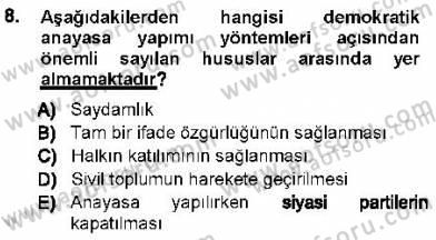 Türk Anayasa Hukuku Dersi 2012 - 2013 Yılı (Vize) Ara Sınav Soruları 8. Soru