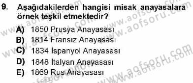 Türk Anayasa Hukuku Dersi Ara Sınavı Deneme Sınav Soruları 9. Soru