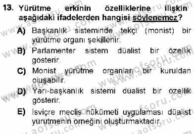 Türk Anayasa Hukuku Dersi 2012 - 2013 Yılı (Final) Dönem Sonu Sınav Soruları 13. Soru