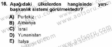 Türk Anayasa Hukuku Dersi 2012 - 2013 Yılı (Final) Dönem Sonu Sınav Soruları 16. Soru