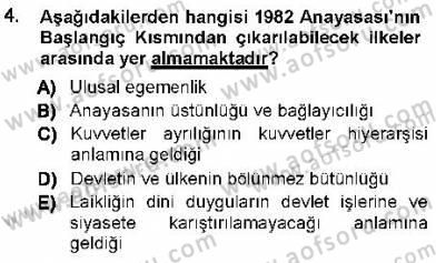 Türk Anayasa Hukuku Dersi 2012 - 2013 Yılı (Final) Dönem Sonu Sınav Soruları 4. Soru