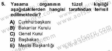 Türk Anayasa Hukuku Dersi 2012 - 2013 Yılı (Final) Dönem Sonu Sınav Soruları 5. Soru