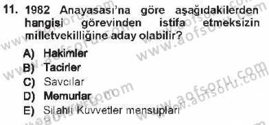 Türk Anayasa Hukuku Dersi 2012 - 2013 Yılı Tek Ders Sınavı 11. Soru