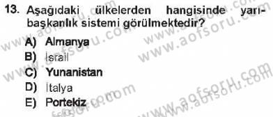 Türk Anayasa Hukuku Dersi 2012 - 2013 Yılı Tek Ders Sınavı 13. Soru