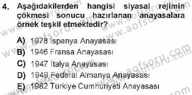 Türk Anayasa Hukuku Dersi 2012 - 2013 Yılı Tek Ders Sınav Soruları 4. Soru