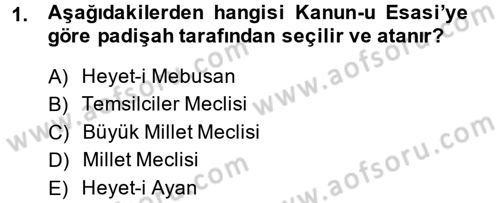Türk Anayasa Hukuku Dersi 2013 - 2014 Yılı (Vize) Ara Sınav Soruları 1. Soru