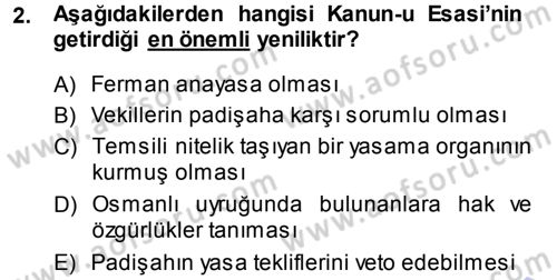 Türk Anayasa Hukuku Dersi 2013 - 2014 Yılı (Vize) Ara Sınavı 2. Soru