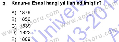 Türk Anayasa Hukuku Dersi 2013 - 2014 Yılı (Vize) Ara Sınav Soruları 3. Soru