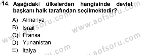 Türk Anayasa Hukuku Dersi 2013 - 2014 Yılı Tek Ders Sınav Soruları 14. Soru