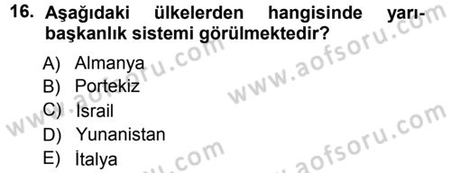 Türk Anayasa Hukuku Dersi 2013 - 2014 Yılı Tek Ders Sınav Soruları 16. Soru