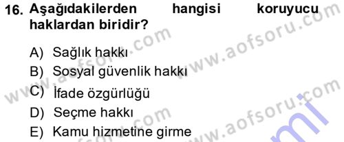 Türk Anayasa Hukuku Dersi 2014 - 2015 Yılı (Vize) Ara Sınav Soruları 16. Soru