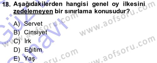 Türk Anayasa Hukuku Dersi 2014 - 2015 Yılı (Vize) Ara Sınav Soruları 18. Soru
