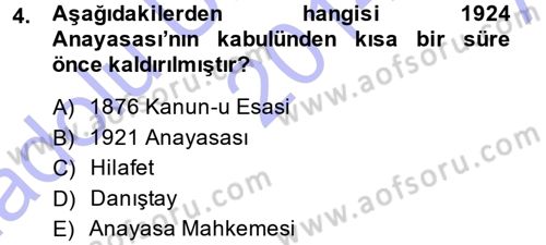 Türk Anayasa Hukuku Dersi 2014 - 2015 Yılı (Vize) Ara Sınav Soruları 4. Soru