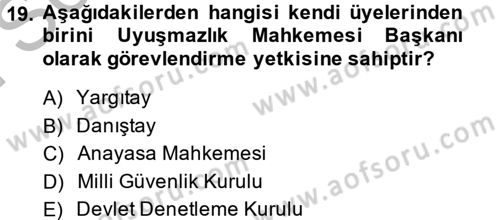 Türk Anayasa Hukuku Dersi 2014 - 2015 Yılı (Final) Dönem Sonu Sınav Soruları 19. Soru