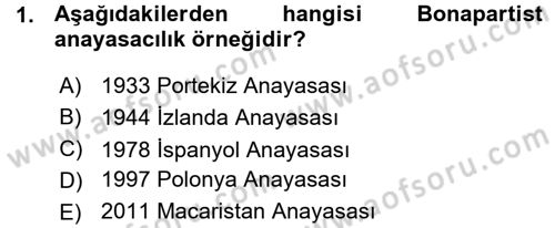Türk Anayasa Hukuku Dersi 2015 - 2016 Yılı (Vize) Ara Sınav Soruları 1. Soru