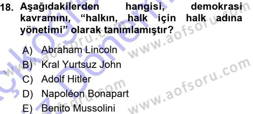 Türk Anayasa Hukuku Dersi 2015 - 2016 Yılı (Vize) Ara Sınav Soruları 18. Soru