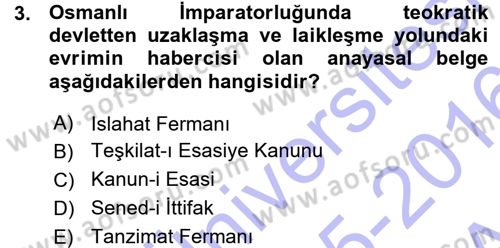 Türk Anayasa Hukuku Dersi 2015 - 2016 Yılı (Vize) Ara Sınav Soruları 3. Soru