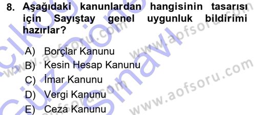 Türk Anayasa Hukuku Dersi 2015 - 2016 Yılı (Final) Dönem Sonu Sınav Soruları 8. Soru