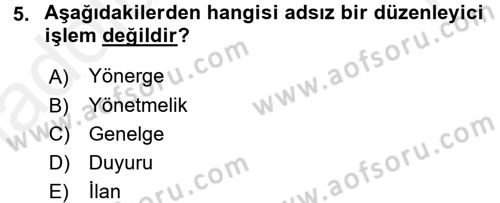 Türk Anayasa Hukuku Dersi 2015 - 2016 Yılı Tek Ders Sınav Soruları 5. Soru
