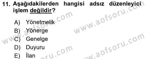 Türk Anayasa Hukuku Dersi 2016 - 2017 Yılı 3 Ders Sınav Soruları 11. Soru