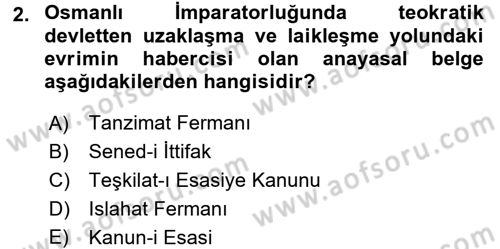 Türk Anayasa Hukuku Dersi 2016 - 2017 Yılı 3 Ders Sınav Soruları 2. Soru