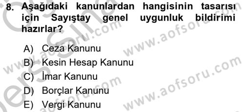 Türk Anayasa Hukuku Dersi 2016 - 2017 Yılı 3 Ders Sınavı 8. Soru