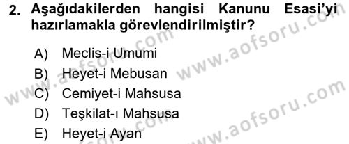 Türk Anayasa Hukuku Dersi Ara Sınavı Deneme Sınav Soruları 2. Soru