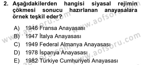 Türk Anayasa Hukuku Dersi 2016 - 2017 Yılı (Final) Dönem Sonu Sınav Soruları 2. Soru