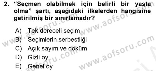 Türk Anayasa Hukuku Dersi 2017 - 2018 Yılı (Final) Dönem Sonu Sınav Soruları 2. Soru