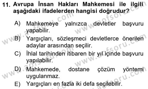 Türk Anayasa Hukuku Dersi Ara Sınavı Deneme Sınav Soruları 11. Soru