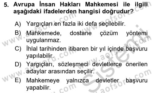 Türk Anayasa Hukuku Dersi 2018 - 2019 Yılı Yaz Okulu Sınav Soruları 5. Soru