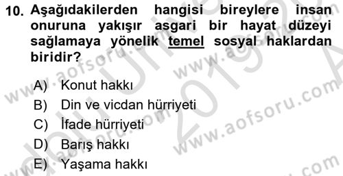 Türk Anayasa Hukuku Dersi 2019 - 2020 Yılı (Vize) Ara Sınavı 10. Soru