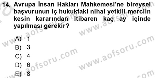 Türk Anayasa Hukuku Dersi 2019 - 2020 Yılı (Vize) Ara Sınav Soruları 14. Soru