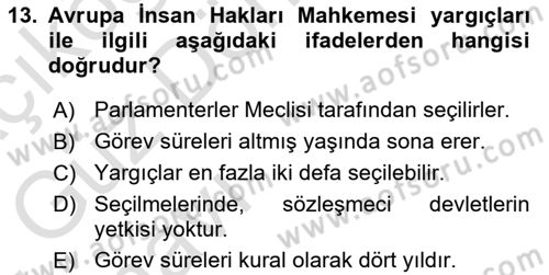 Türk Anayasa Hukuku Dersi 2021 - 2022 Yılı (Vize) Ara Sınav Soruları 13. Soru