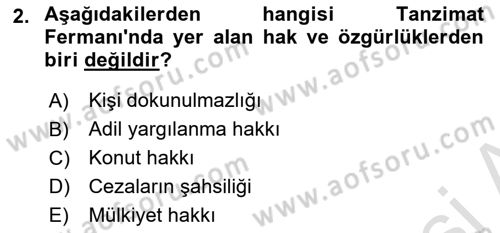 Türk Anayasa Hukuku Dersi Ara Sınavı Deneme Sınav Soruları 2. Soru