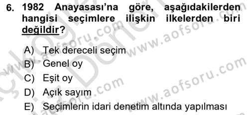Türk Anayasa Hukuku Dersi 2022 - 2023 Yılı (Vize) Ara Sınav Soruları 6. Soru